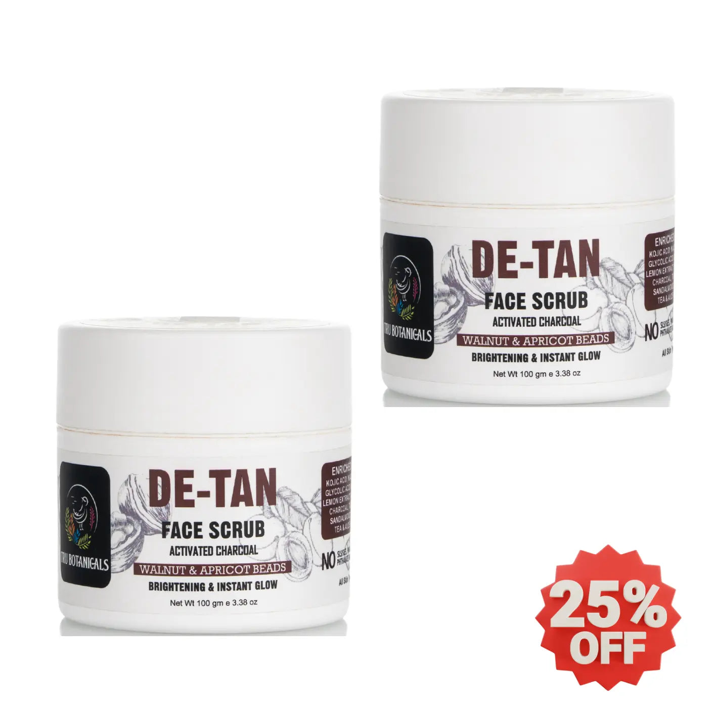 Pack of 2 Combo - De Tan Face Scrub | 100gm each Tru Botanicals